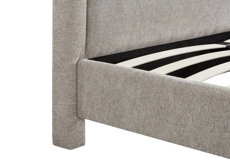 Lit double en tissu doux taupe 160 x200 cm ANELA