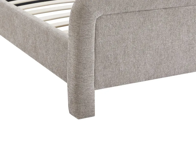 Lit double en tissu doux taupe 160 x200 cm ANELA