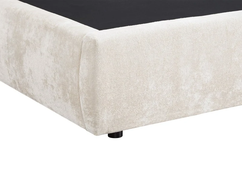 Lit coffre en tissu bouclette doux beige 160x200 cm NOAH