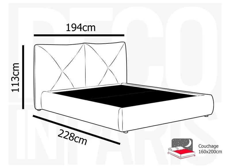 Lit coffre en tissu bouclette doux beige 160x200 cm NOAH