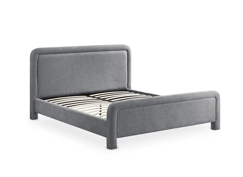 Lit double en tissu doux gris 160 x200 cm ANELA