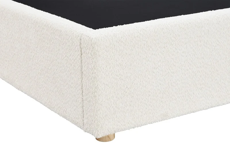 Lit coffre en tissu bouclette beige 160x200 cm ZELIA