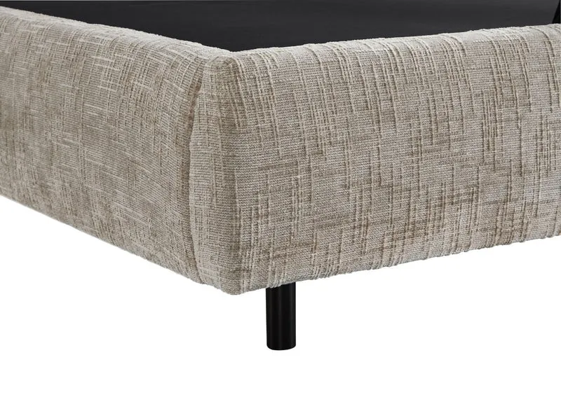 Lit coffre en velours chiné taupe 140x190cm MELO