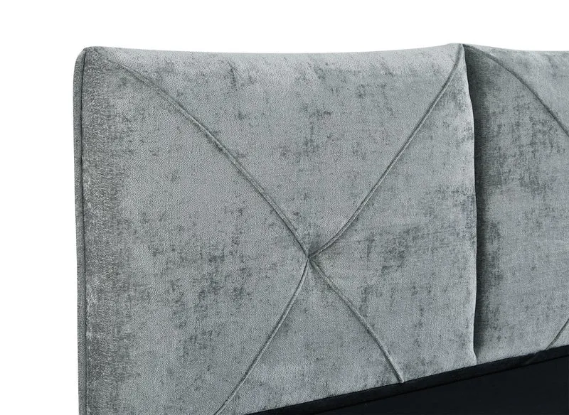 Lit coffre en tissu bouclette doux gris 140x190 cm NOAH