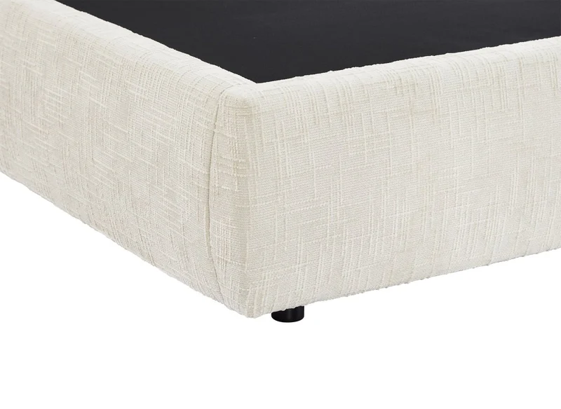Lit coffre en velours chiné beige 140x190 cm MILENA