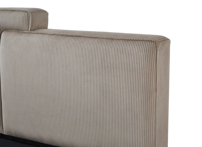 Lit coffre en velours côtelé taupe 140x190 cm ZELIA