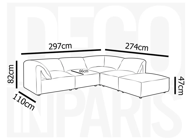 Canapé d'angle modulable en velours gris HARINA