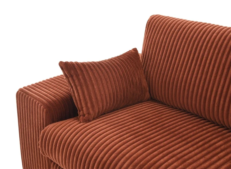 Canapé d'angle réversible en gros côtelé doux terracotta SIRINA