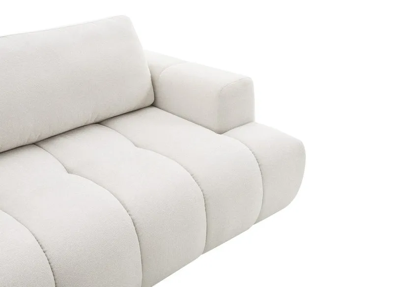 Canapé d'angle convertible avec coffre en tissu beige HAVEN - Angle gauche