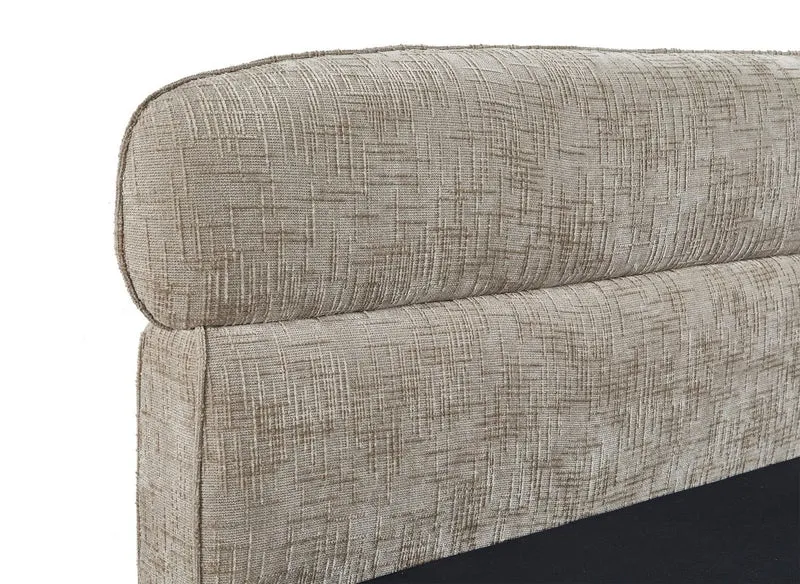 Lit coffre en velours chiné taupe 160x200cm MELO