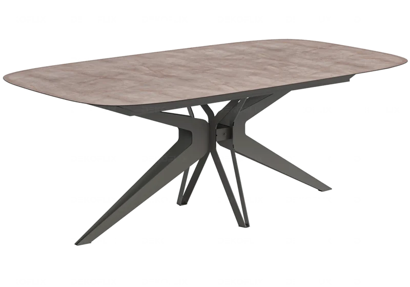 Table à manger rectangulaire effet marbre doré et métal - Nora