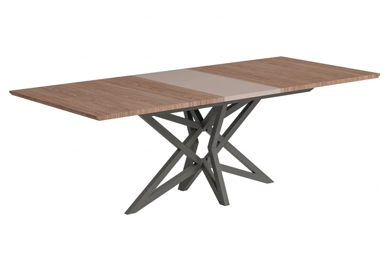 Table à manger extensible bois noyer et métal noir - Nora