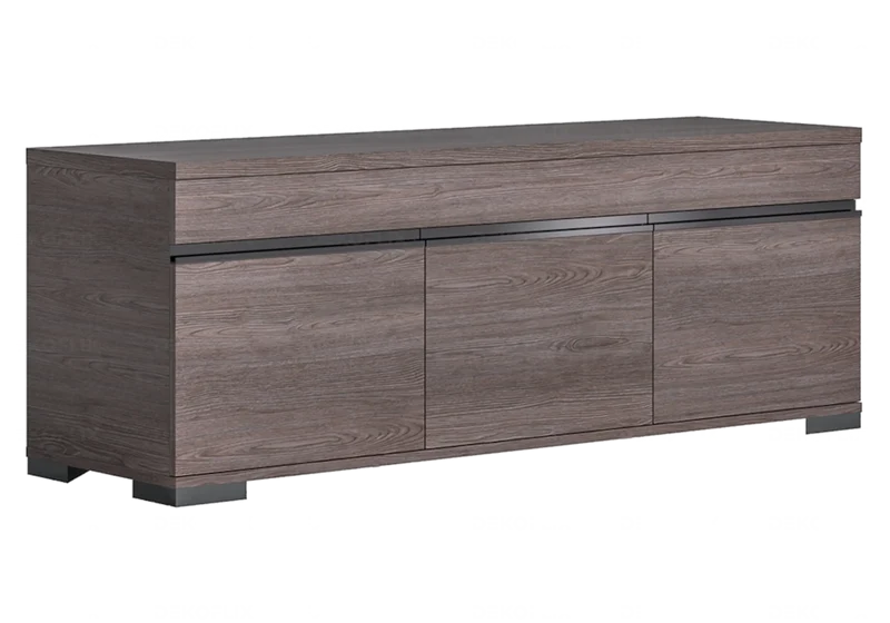 Meuble TV 149 cm orme laqué et pieds noirs design - Viola