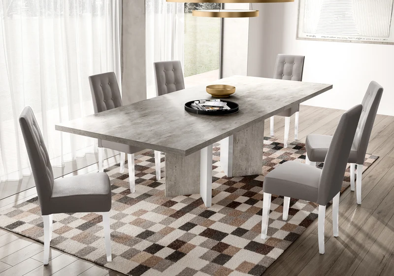 Table extensible blanc laqué béton – Treviso