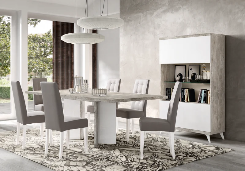 Table extensible blanc laqué béton – Treviso