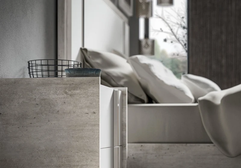 Table de chevet blanc béton – Treviso