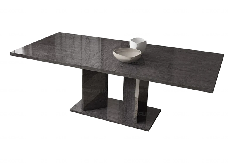 Table à manger extensible bouleau gris laqué - Sarah