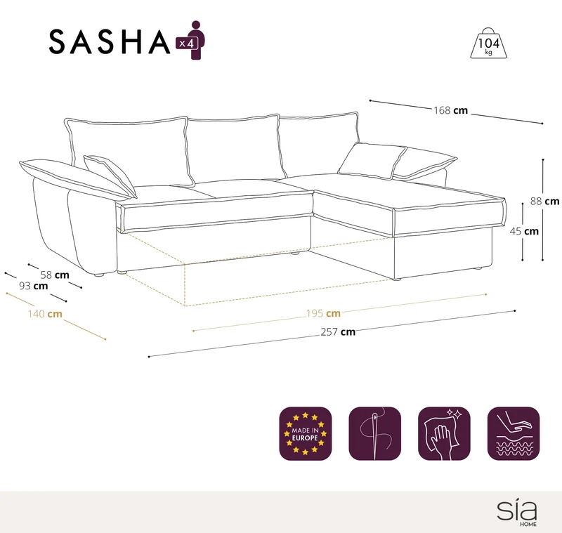 Canapé Convertible Angle Droit Sasha