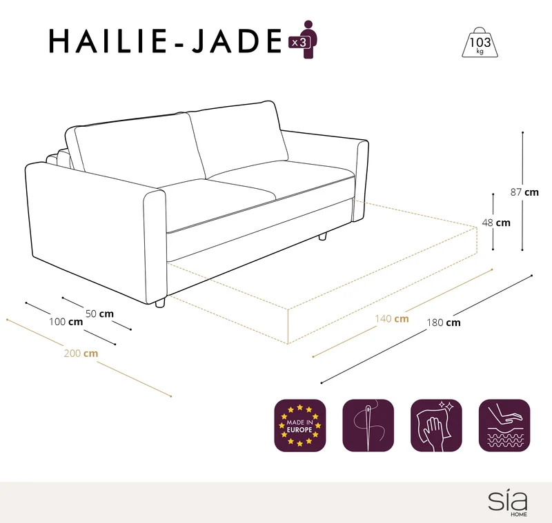 Canapé Convertible Hailie-Jade Couchage 140 cm