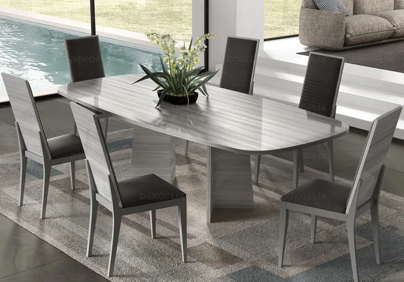 Table à manger extensible ou fixe gris laquée - Mia