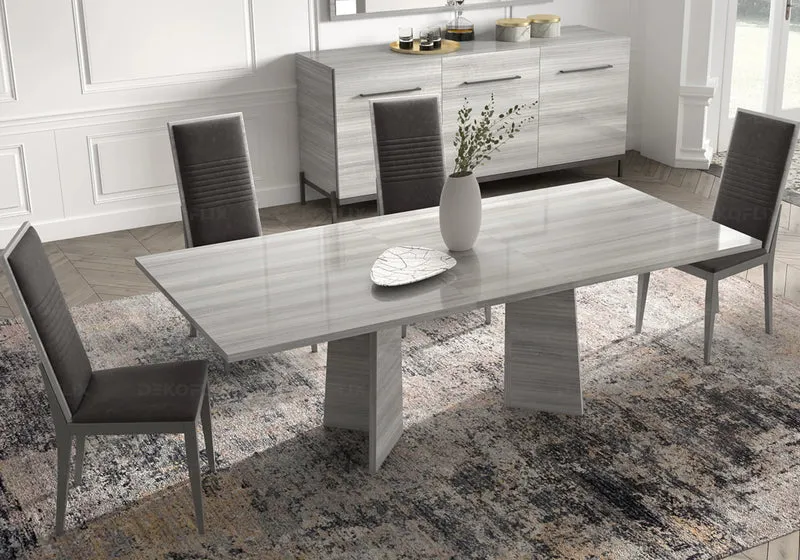 Table à manger extensible ou fixe gris laquée - Mia