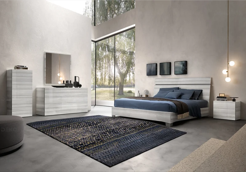 Miroir mural rectangulaire 144 cm gris laqué - Mia