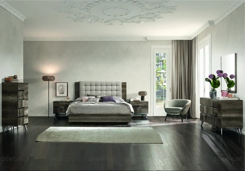 Commode 6 tiroirs bois chêne laqué design - Medea