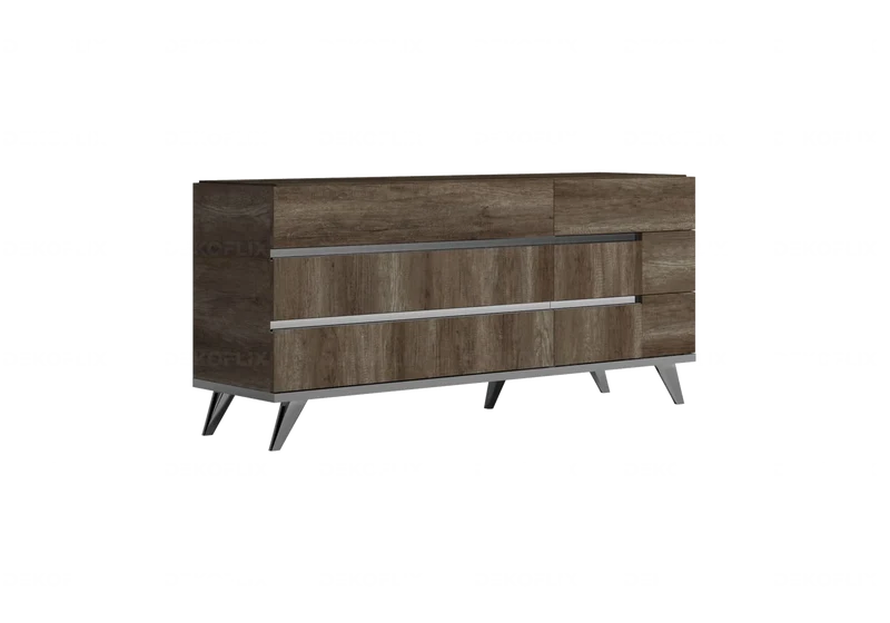Commode 6 tiroirs bois chêne laqué design - Medea