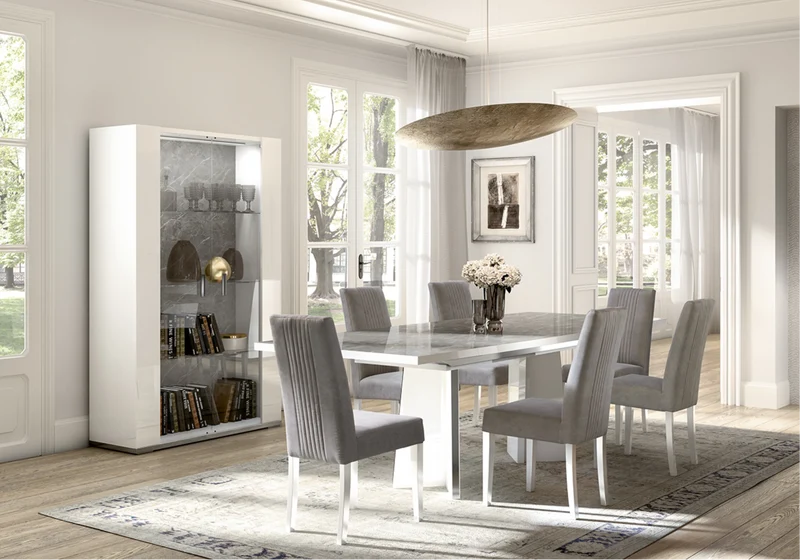 Table à manger extensible ou fixe marbre gris - Mara