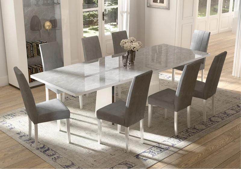 Table à manger extensible ou fixe marbre gris - Mara