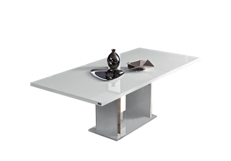 Table à manger extensible ou fixe blanc laqué - Lisa