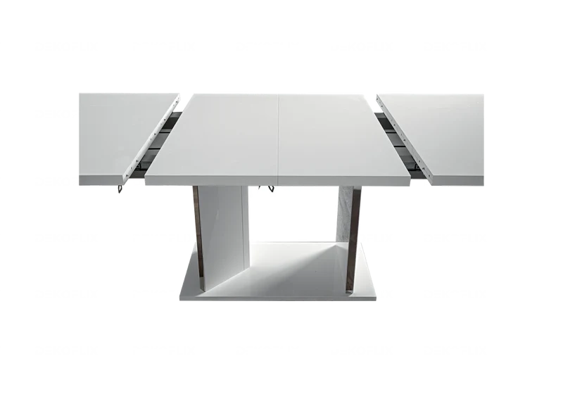 Table à manger extensible ou fixe blanc laqué - Lisa