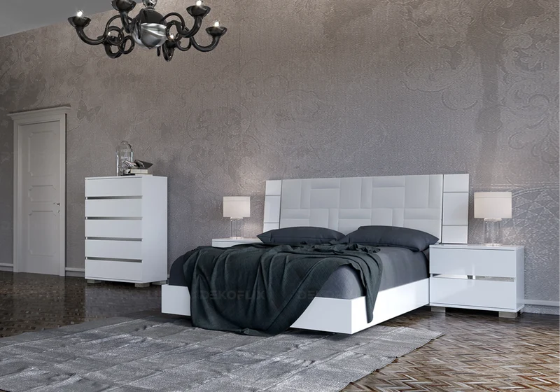 Table de chevet 2 tiroirs blanc laqué design - Dream
