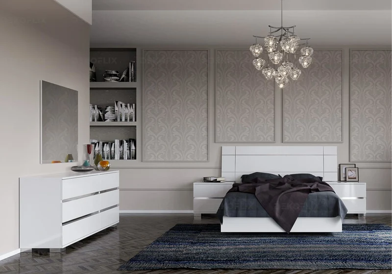 Miroir de chambre rectangle blanc laqué design - Dream