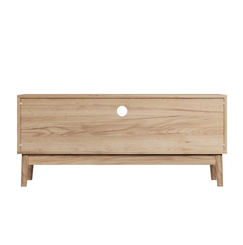 Aria Meuble TV 110 cm mid-century, finition chêne - TV 32 à 45 pouces