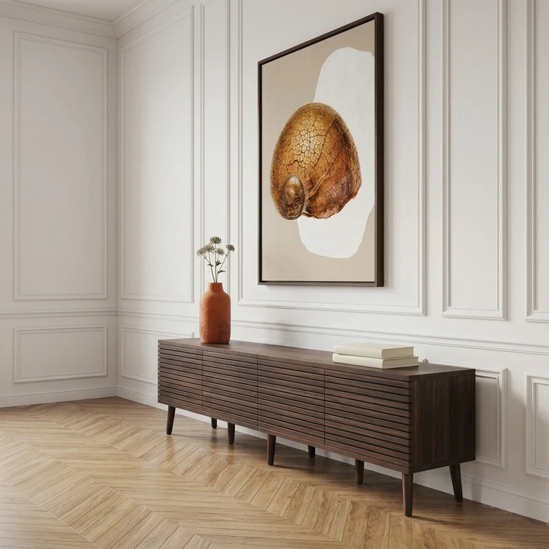 Bowie Meuble TV 180 cm à portes grillagées - TV jusqu'à 75 pouces, 4 portes
