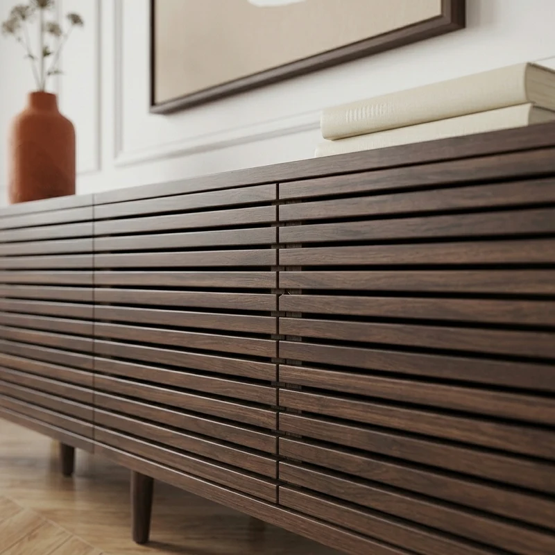 Bowie Meuble TV 180 cm à portes grillagées - TV jusqu'à 75 pouces, 4 portes