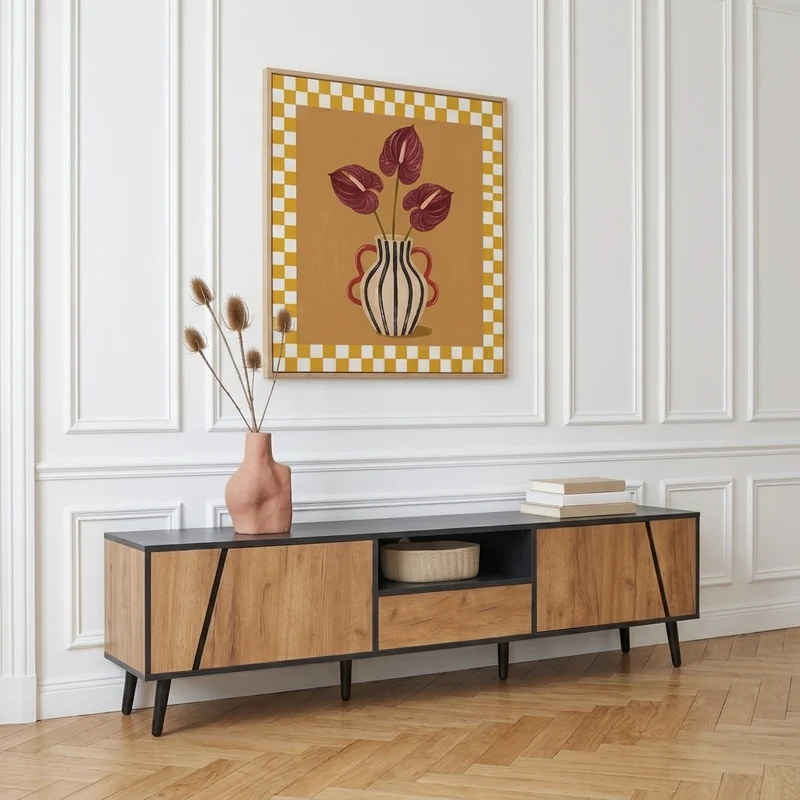 Oslo Meuble TV 180 cm avec 2 portes, 1 niche et 1 tiroir
