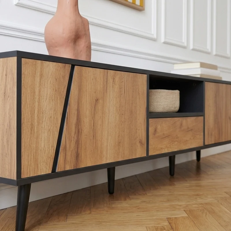 Oslo Meuble TV 180 cm avec 2 portes, 1 niche et 1 tiroir