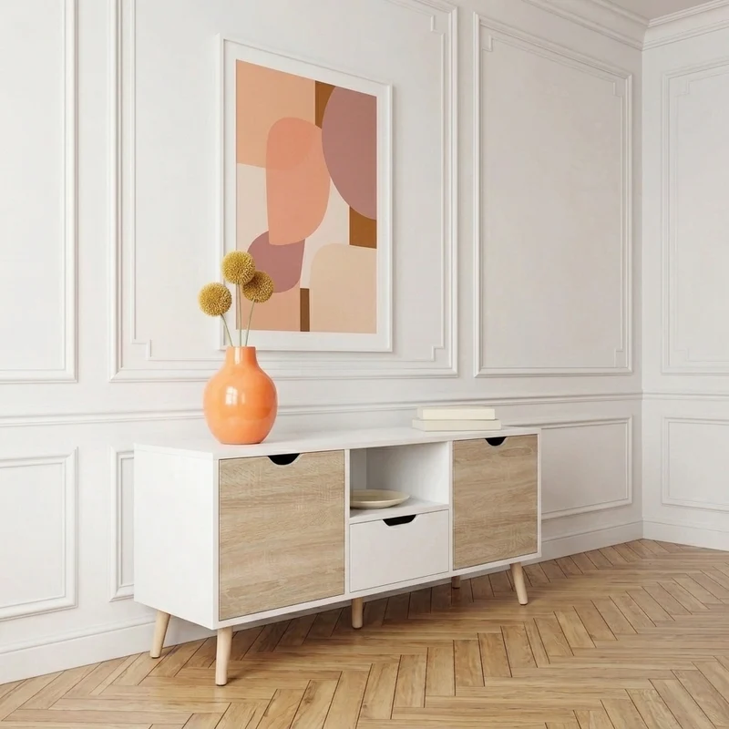 Lenny Meuble TV 110 cm avec 1 niche, 1 tiroir et 2 portes