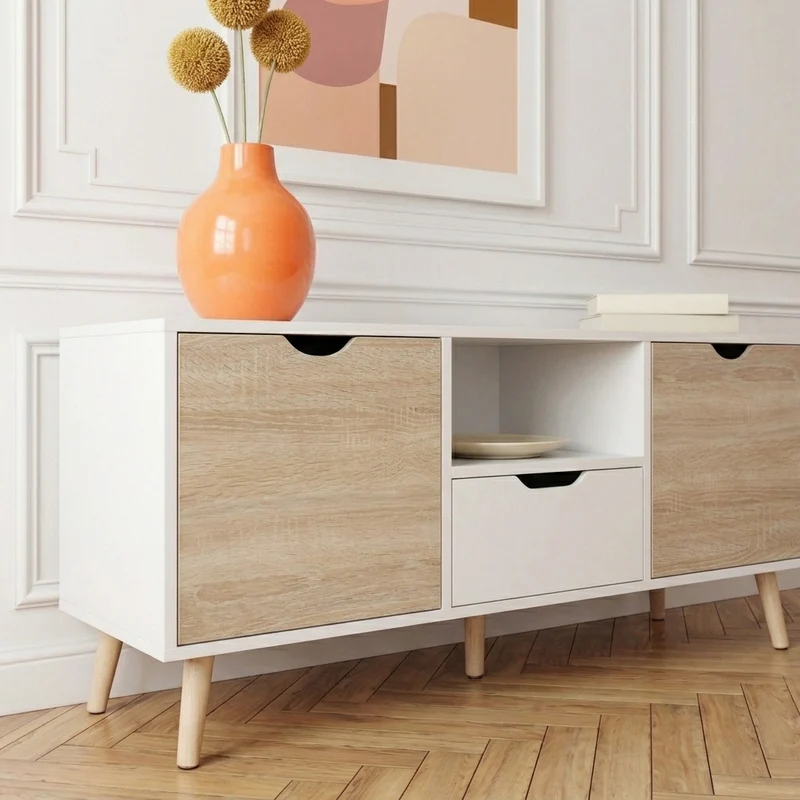 Lenny Meuble TV 110 cm avec 1 niche, 1 tiroir et 2 portes