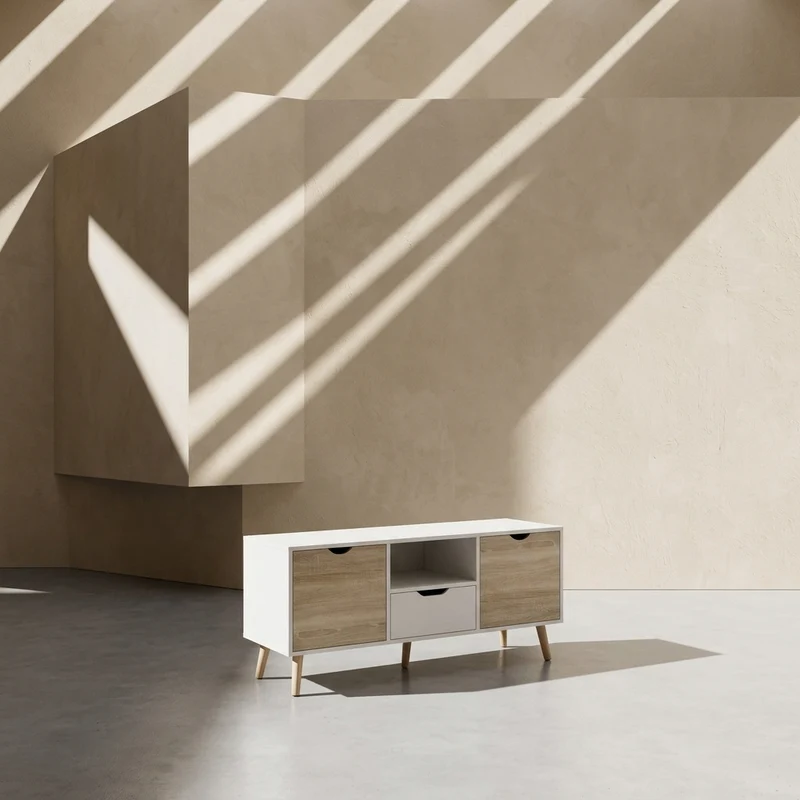 Lenny Meuble TV 110 cm avec 1 niche, 1 tiroir et 2 portes