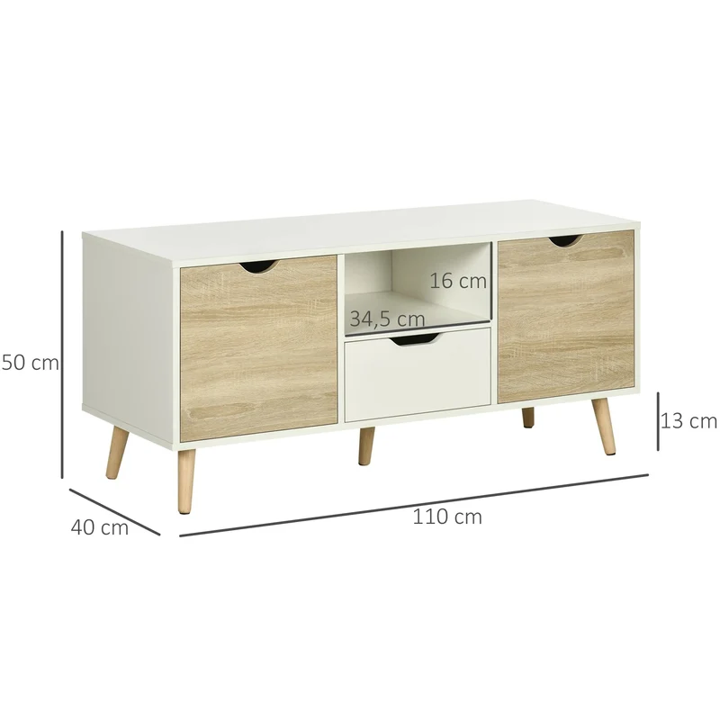 Lenny Meuble TV 110 cm avec 1 niche, 1 tiroir et 2 portes
