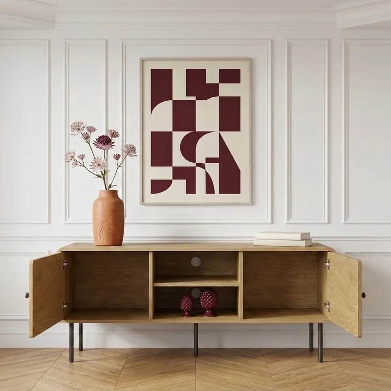 Tony Meuble TV 120 cm à coins arrondis vintage