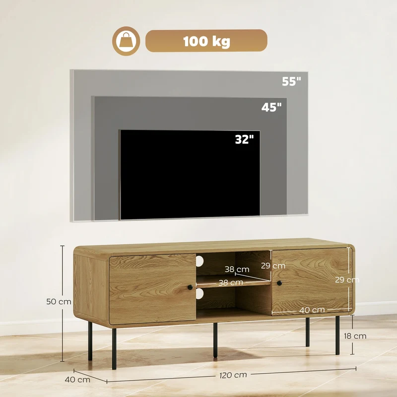 Tony Meuble TV 120 cm à coins arrondis vintage