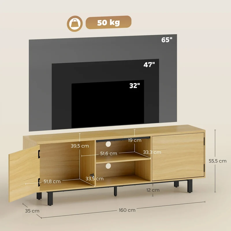 Jane Meuble TV 160 cm avec rangements