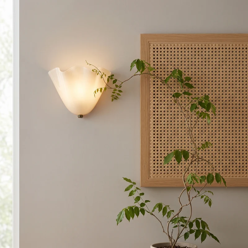 Applique Murale Lexi - Verre Coquille, Style Rétro Français, LED