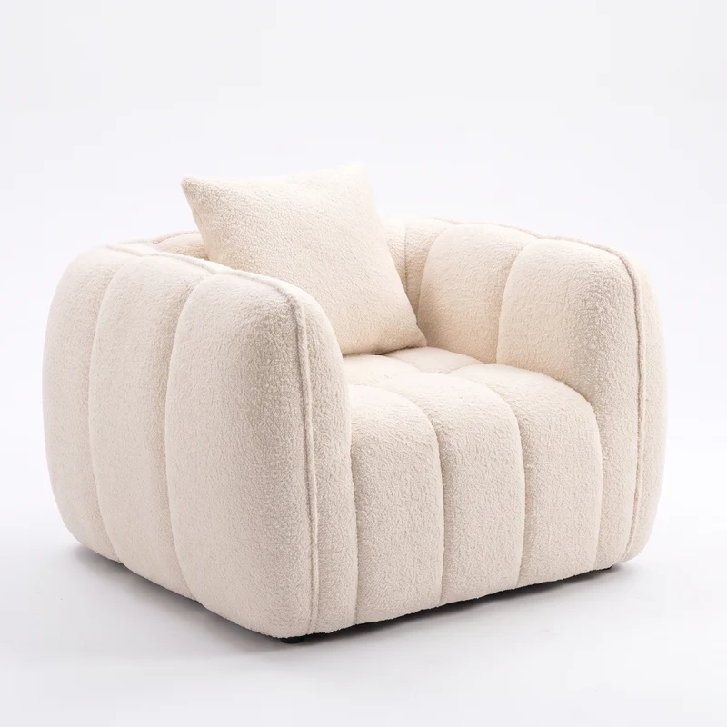 GARY Fauteuil 1 Place Bouclette Blanc - Livré Compressé