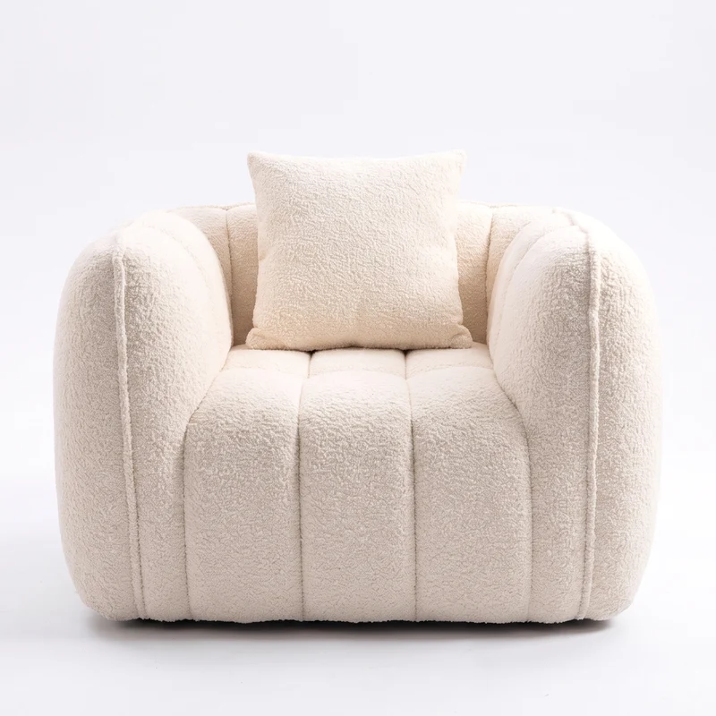 GARY Fauteuil 1 Place Bouclette Blanc - Livré Compressé