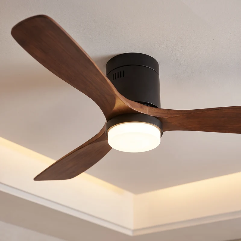Kelly Ventilateur de Plafond silencieux de luxe - Bois Foncé Métal Noir Mat